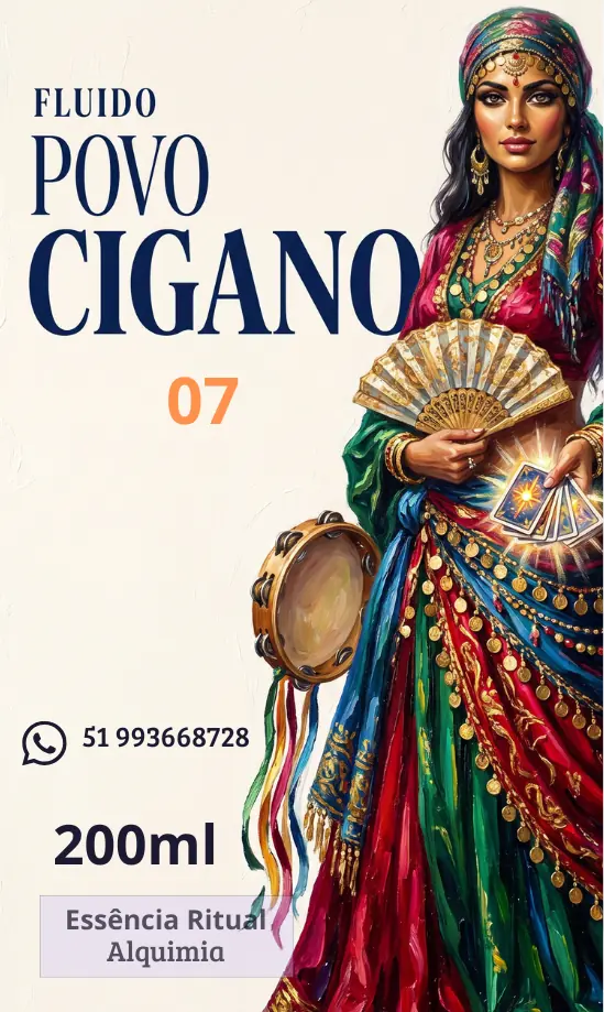 Rótulo do Fluido Povo Cigano, 200ml — Essência Ritual