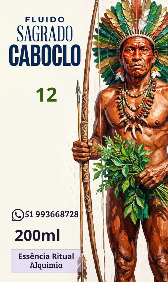 Rótulo do Fluido Sagrado Caboclo, 200ml — Essência Ritual